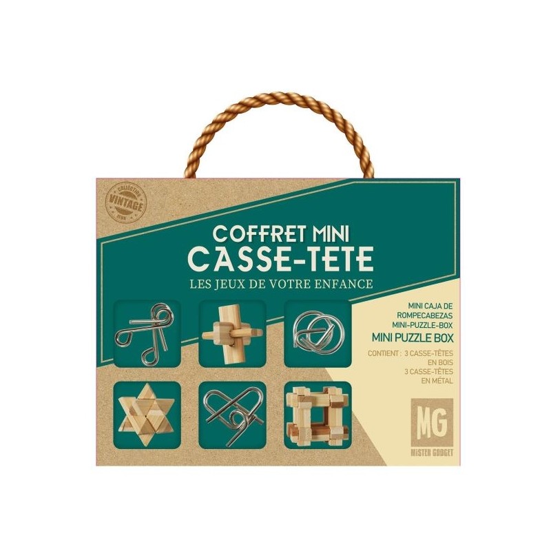 Coffret casse-têtes en bois et en métal